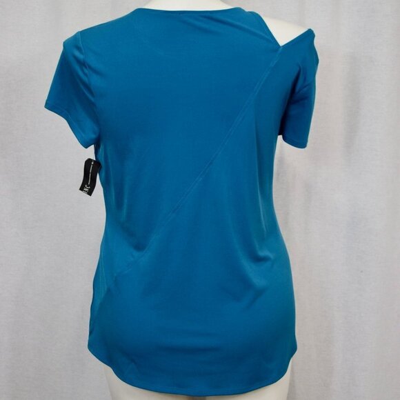 New INC INTERNATIONAL  blue short sleeve blouse * - Picture 4 of 7